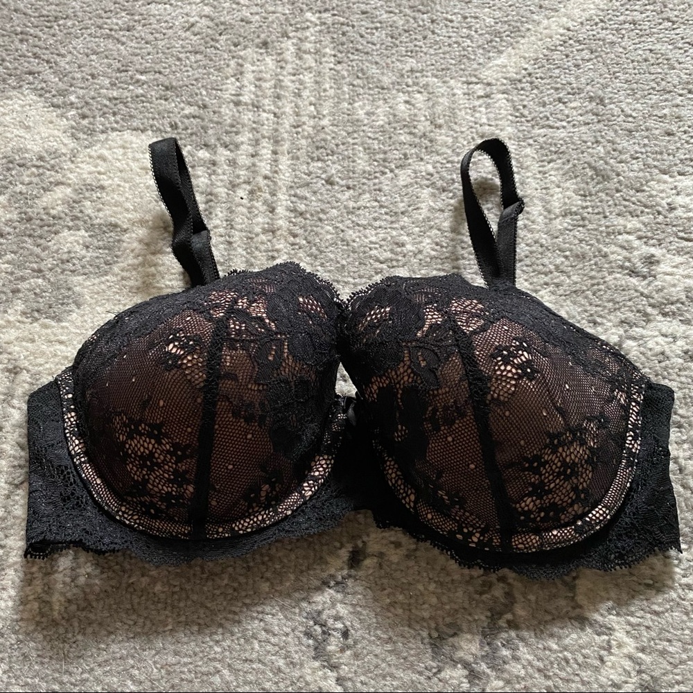 Victoria’s Secret Demi Dream Angels Nude with Black Lace Bra